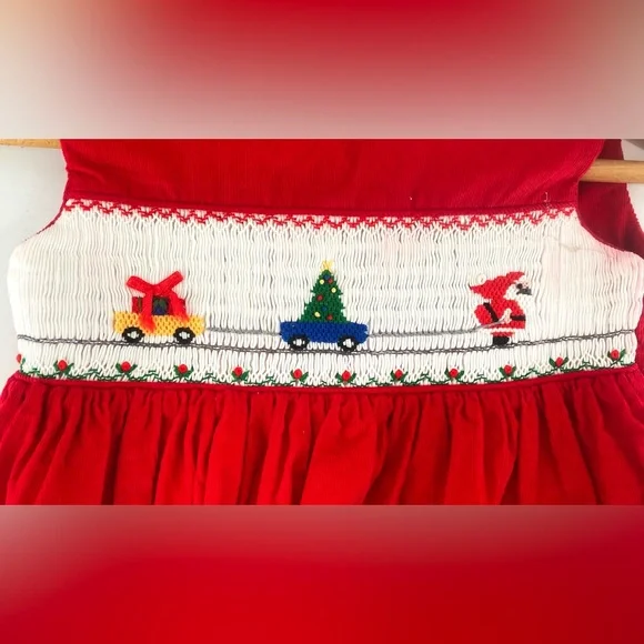 Red Christmas Smocked Corduroy Jumper for toddler